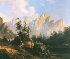 Joseph Thoma, Pejzaż alpejski, olej, płótno