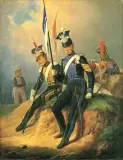 January Suchodolski, Odpoczywający ułani, 1852, olej, płótno