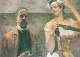 Jacek Malczewski, Autoportret z Thanatosem, olej, deska