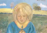 Pacholę wiejskie by Vlastimil Hofman, olej, karton, sold Oct 1993