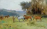 Tadeusz Ajdukiewicz, Stadnina pod lasem, olej, deska