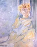 Jacek Malczewski, Chłopiec w oknie, olej, tektura