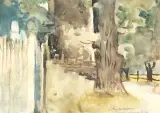 Jacek Malczewski, Aleja parkowa w Charzewicach, akwarela, papier