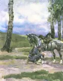 Jerzy Kossak, Ułan opatrujący konia
