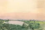 Widok spod Krakowa by Leon Wyczółkowski, akwarela, papier, sold Jun 1993