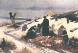 Marian Wawrzeniecki, Pożegnanie na kirkucie, olej, płótno