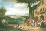 Przed domem by Autor nierozpoznany, olej, płótno, sold Jun 1993