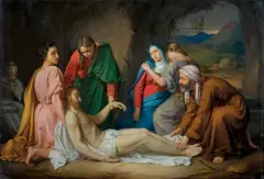 Józef Simmler, ZŁOŻENIE DO GROBU, 1852, olej, płótno dublowane