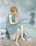 Gęsiarka by Vlastimil Hofman, olej, sklejka, sold Apr 1993