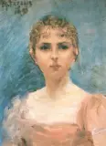 Maurycy Trębacz, Portret dziewczynki, olej, tektura