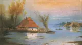 Powódź na ukraińskiej wsi by Autor nierozpoznany, olej, płótno, sold Apr 1993