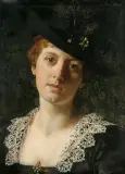 Władysław Czachórski, Portret kobiety w czarnym kapeluszu z piórami