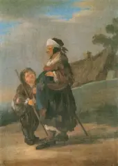 Żebracy by Autor nierozpoznany, olej, deska, sold Dec 1992