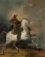 JEŹDZIEC WSCHODNI by Aleksander Orłowski, po 1802, olej, płótno dublowane, sold Oct 1992