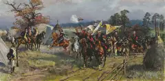 Po bitwie pod Zieleńcami by Wojciech Kossak, olej, płótno, sold Oct 1992