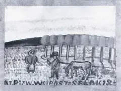 Na łące by Nikifor Krynicki, akwarela, papier, offered May 1992