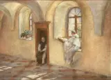 Józef Mehoffer, Cystersi - krużganek opactwa w Szczyrku, olej, płótno