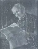 Otto Kirchner, Mężczyzna z gazetą, olej, deska