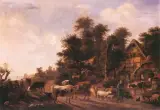 Friedrich Simmler, Pejzaż wiejski, olej, płótno