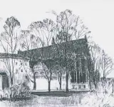 Ignacy Pinkas, Kościół Dominikanów w Krakowie, pastel, papier