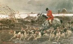 Polowanie by Wojciech Kossak, olej, płótno, sold Nov 1991