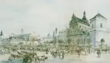 Tadeusz Rybkowski, Targ przed Wielkanocą..., akwarela, papier