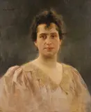 Władysław Czachórski, Portret kobiety w sukni z koronkowym kołnierzem