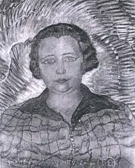 Portret Marii Banasiuk-Burnat z Zakopanego by Stanisław Ignacy Witkiewicz, pastel, tektura, sold May 1991