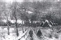 Pejzaż zimowy z drogą wiejską by H. Stundyzen, olej, płótno, offered May 1991