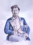 Juliusz Kossak, Portret Adama hr. Potockiego z Buczacza, ołówek, gwasz, kredka, papier