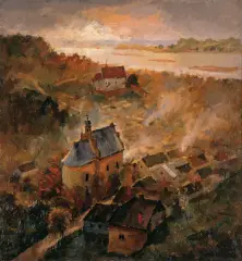 Eugeniusz Arct, Kazimierz - widok z Góry Trzech Krzyży, olej, płótno