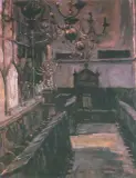 Iwan Iwanec, Wnętrze synagogi w Pradze, olej, dykta