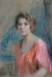 Teodor Axentowicz, Portret kobiety w czerwonej sukni