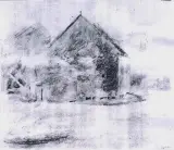 Jerzy Wolff, Pejzaż z młynem, ołówek, papier
