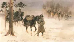 Spod Moskwy by Jerzy Kossak, olej, dykta, sold Dec 1990