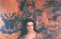 Portret aktorki P. Marcello by Jacek Malczewski, olej, dykta, sold Dec 1990