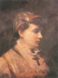 Leon Wyczółkowski, Dziewczyna w zielonym kapeluszu, olej, płótno