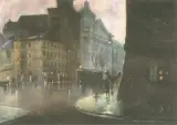Franciszek Suderland, Wieczór na Krakowskim Przedmieściu, olej, dykta