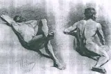 Ilia Riepin, Studia aktów męskich, ołówek, kredka, papier