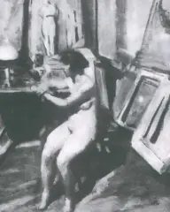 W pracowni malarza by Wojciech Weiss, olej, płótno, sold Nov 1990