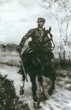 Jan Erazm Kotowski, Ułan na koniu, olej, dykta