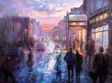 Gerry Glynn, Evening Light, Dame Street, Oil on Canvas