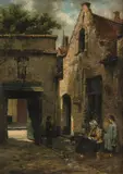 Walter Frederic Osborne, A Corner Of An Old Almshouse, Bruges, Oil on Canvas