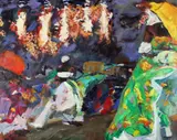 Ronan Walsh, Three Dancers and Fireworks, Oil on Canvas
