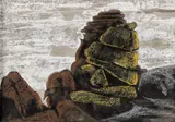 Arthur Armstrong, Sea Stacks, Mixed Media on Board