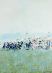 Des Murrie, At the Finish, Oil on Board