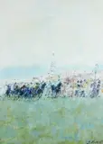 Des Murrie, At the Finish, Oil on Board