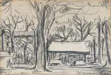 Gladys Maccabe, Park in La Spezia, Italy, Felt Tip Pen Drawing