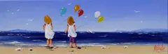 Michelle Carlin, Balloons at the Seaside, Oil on Board