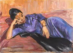Raymond Piper, Lady Reclining, Oil on Board